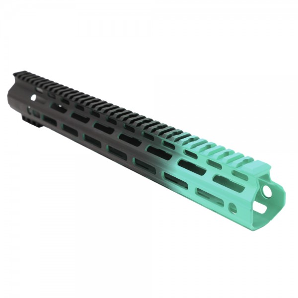 CERAKOTE GRADIENT| AR-15 ANGLE CUT CLAMP ON M-LOK 15 INCH HANDGUARD- BLACK BASE- GRADIENT- ROBINS EGG -MADE IN U.S.A